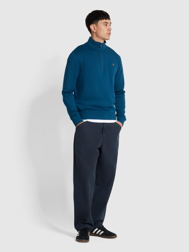 Kelly Quarter Zip Sweatshirt (Sailor Blue) Styled