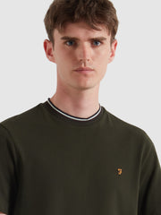 Elton Tipped Pique T-Shirt (Evergreen) Detail