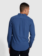 Fontella Slim Fit Long Sleeve Corduroy Shirt In Steel Blue