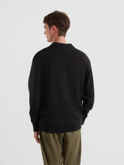Matson Knitted Long Sleeve Polo Shirt (Black) Back