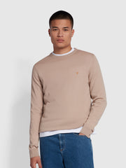 Birchall Slim Fit Crew Neck Sweater In Light Sand