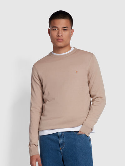 Birchall Slim Fit Crew Neck Sweater In Light Sand