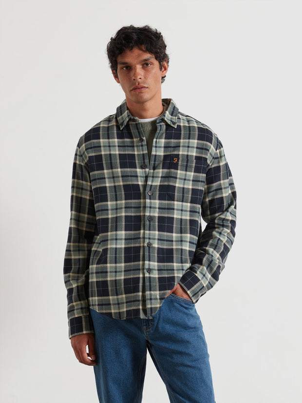Christian Check Overshirt (Tarragon Green) Front