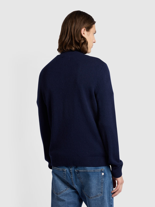 Birchall Slim Fit Quarter Zip Sweater In True Navy
