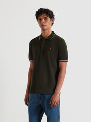 Elton Tipped Polo Shirt (Evergreen) Front