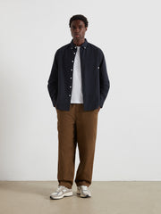 Greenport Loose Fit Herringbone Trousers (Clove Brown) Styled