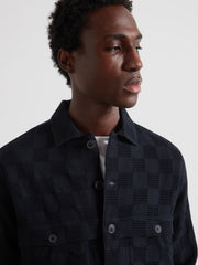 Pemberton Textured Check Overshirt (True Navy) Detail