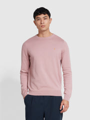 Mullen Cotton Crew Neck Jumper In Dark Pink