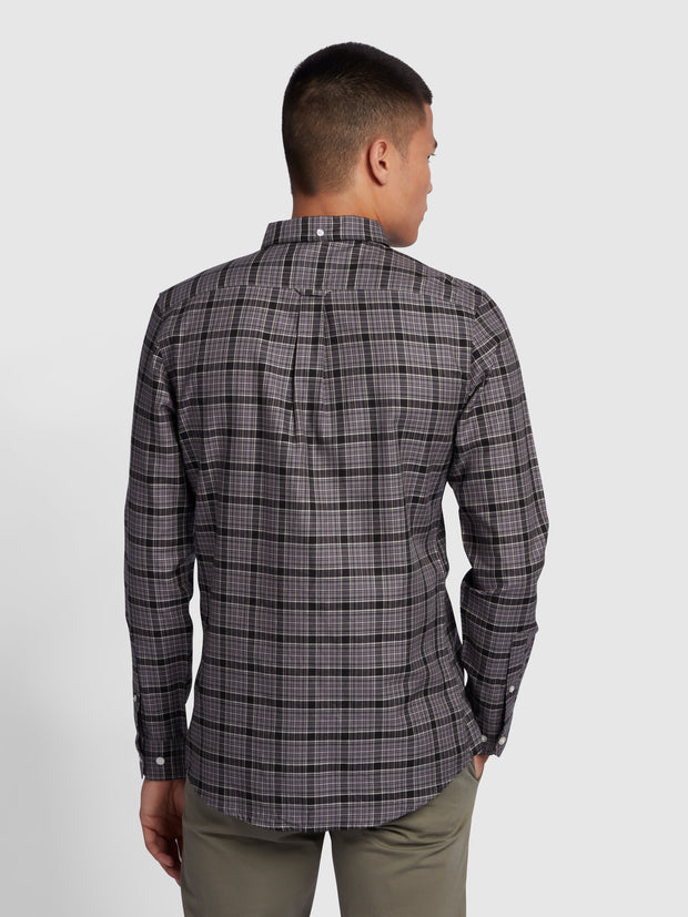 Fraser Slim Fit Long Sleeve Check Shirt In Charcoal