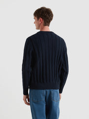 Knight Cable Knit Sweater (True Navy) Back