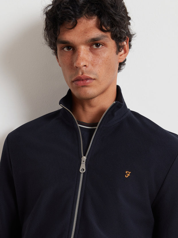 Seaton Zip Through Sweatshirt (True Navy) Detail