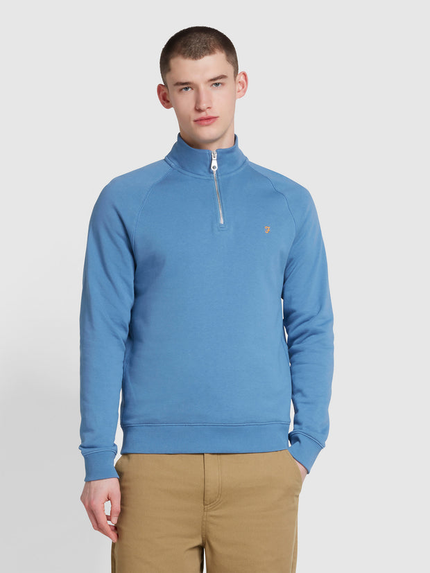 Jim Organic Cotton Quarter Zip Sweatshirt In Sheaf Blue