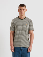 Rushden Striped T-Shirt (Dark Olive) Front