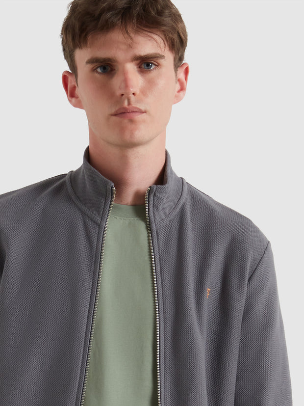 Seaton Zip Through Sweatshirt (Grey Shade) Detail