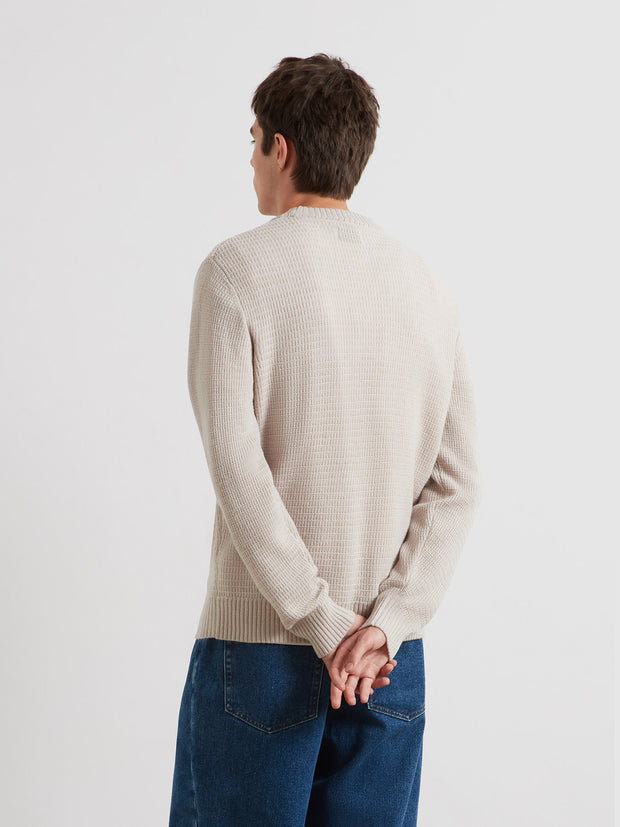 Allerton Lambswool Sweater (White Smoke) Back