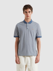 Sefton Jacquard Polo Shirt (River Bed) Front