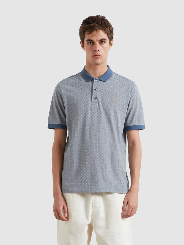 Sefton Jacquard Polo Shirt (River Bed) Front