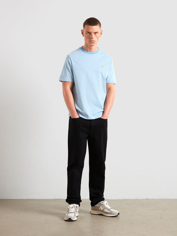 Rushden Striped T-Shirt (Reef Blue) Styled