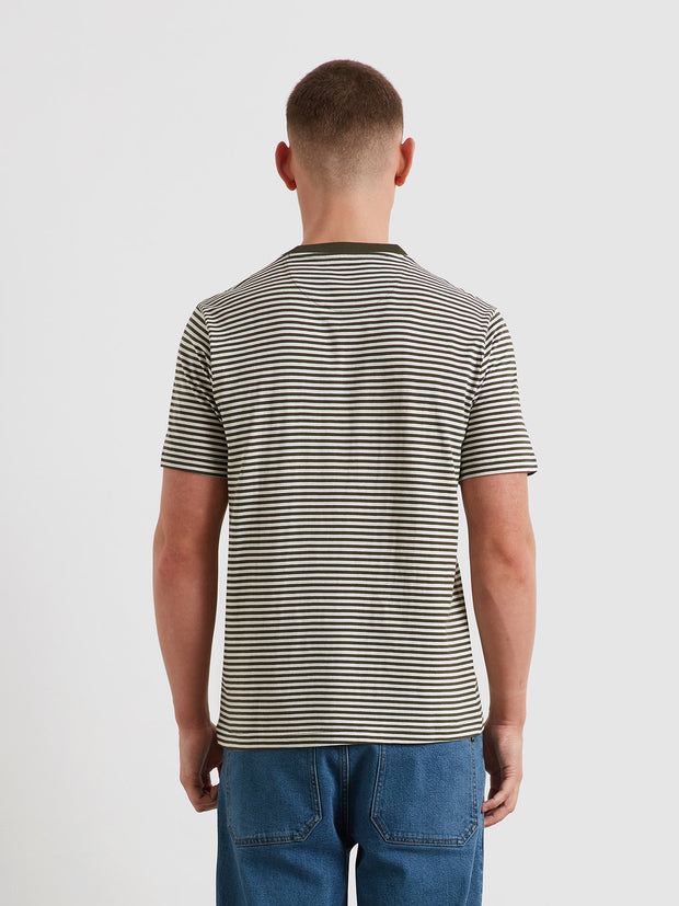 Rushden Striped T-Shirt (Dark Olive) Back