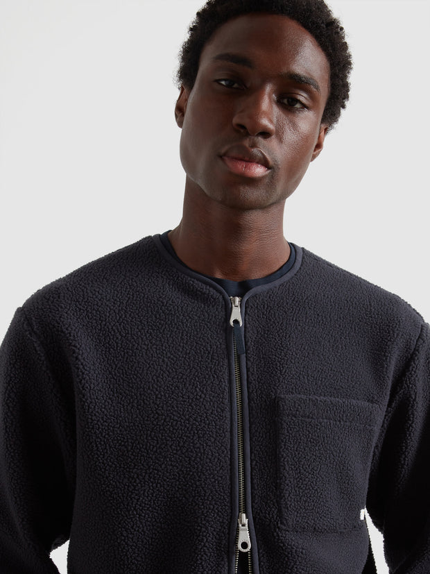 Fletcher Zip Through Fleece (True Navy) Detail