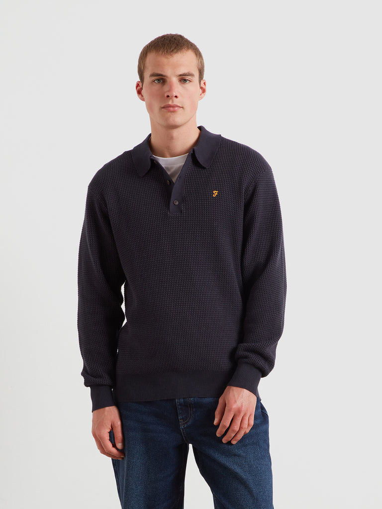 Gateacre Knitted Long Sleeve Polo Shirt True
