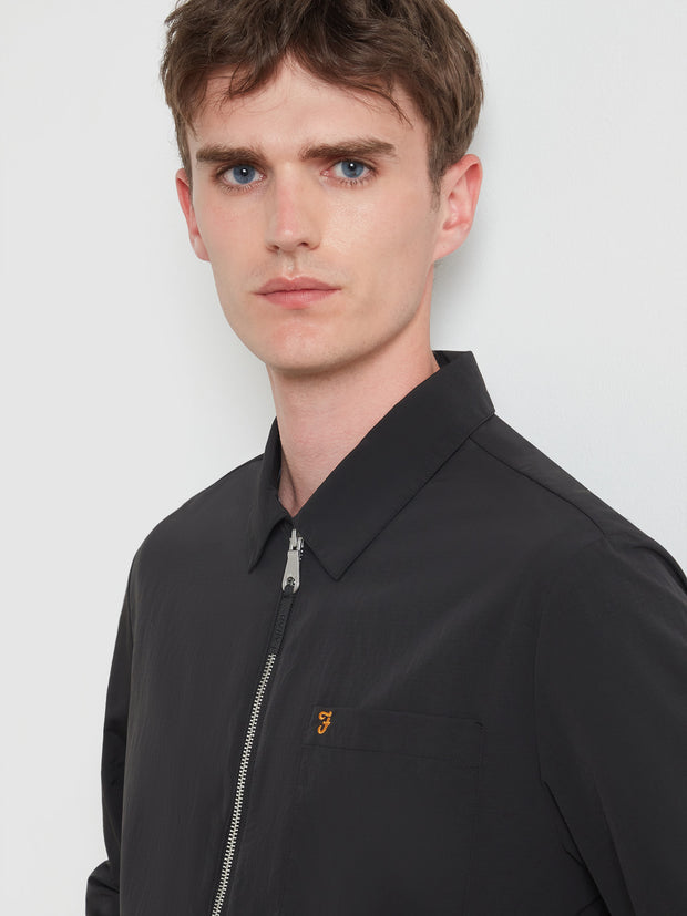Fintoni Zipped Overshirt (Black) Detail