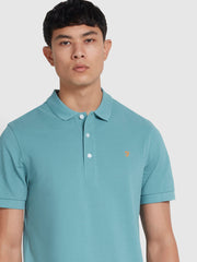 Blanes Organic Cotton Short Sleeve Polo Shirt In Brook Blue