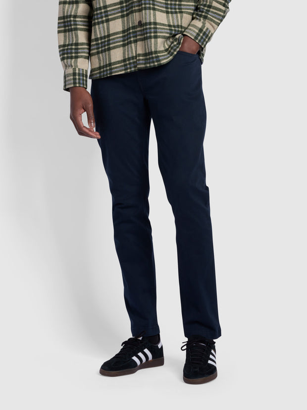 Elm Regular Slim Fit Heavy Twill Cord Trousers In True Navy