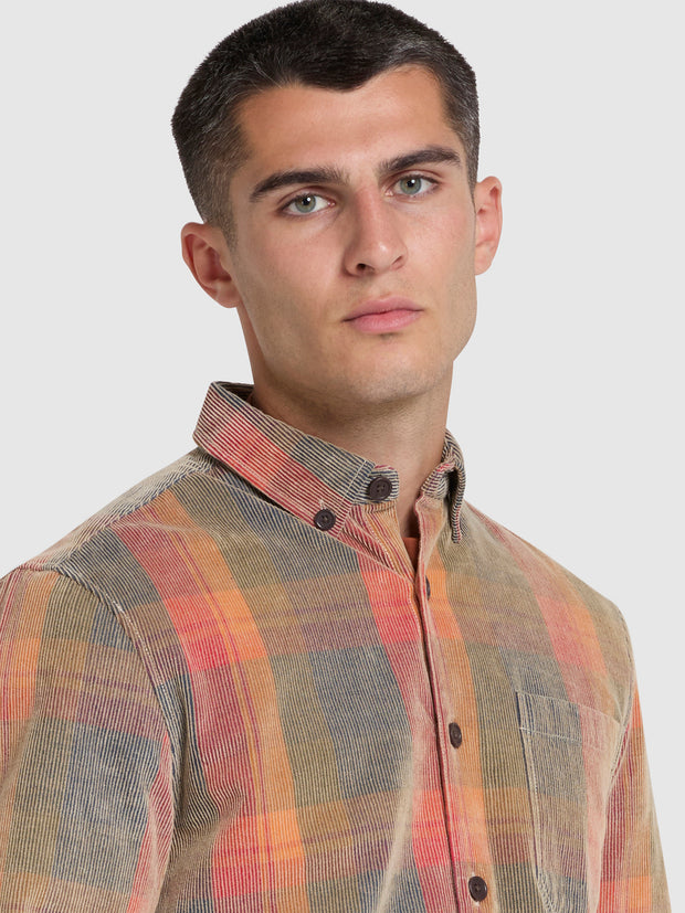 Hufford Casual Fit Organic Cotton Check Long Sleeve Shirt In Blue Peony