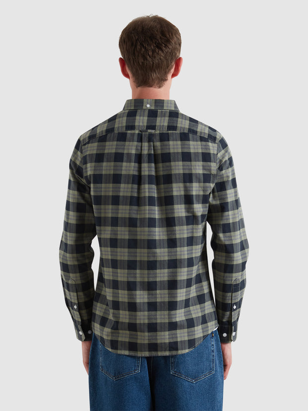 Brewer Check Oxford Shirt (Tarragon Green) Back