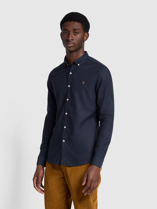 Fraser Plain Button Down Shirt In True Navy