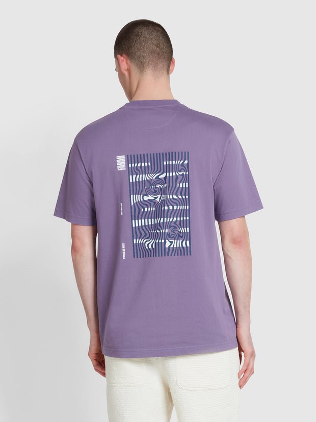 Damon Farah Logo Print T-Shirt In Slate Purple