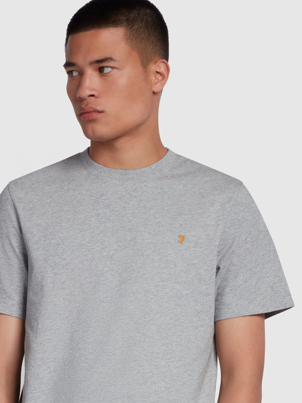 Danny Regular Fit Organic Cotton T-Shirt In Farah Grey Marl