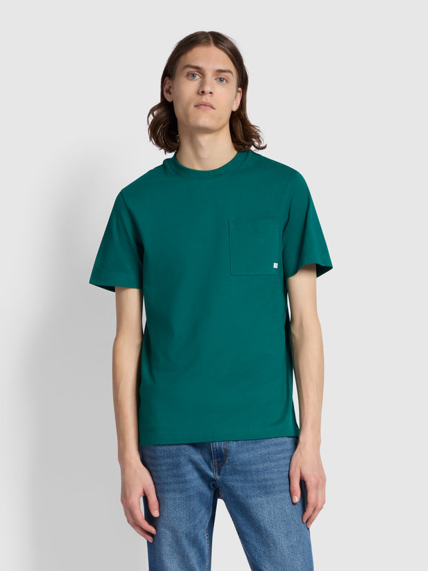 Stacy Regular Fit Chest Pocket T-Shirt In Dark Ocean Green