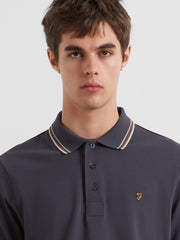 Elton Tipped Polo Shirt (Submarine Grey) Detail