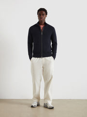 Geller Zipped Cardigan (True Navy) Styled