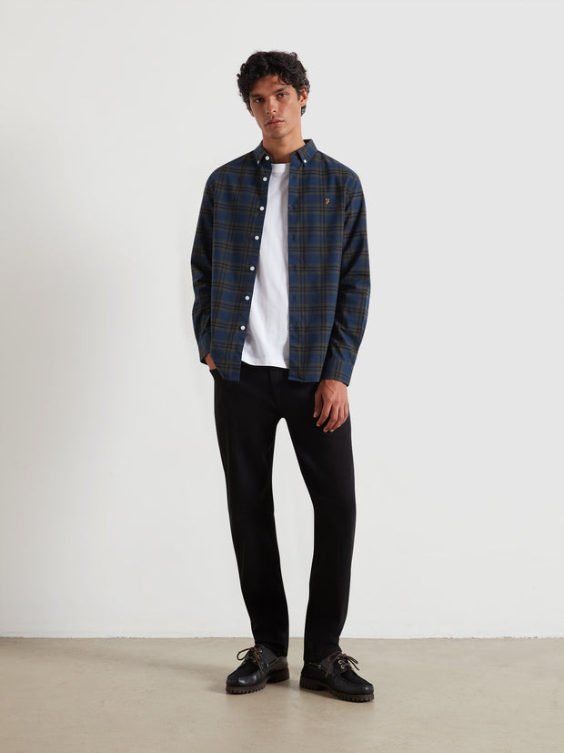 Brewer Check Oxford Shirt (Evergreen) Styled