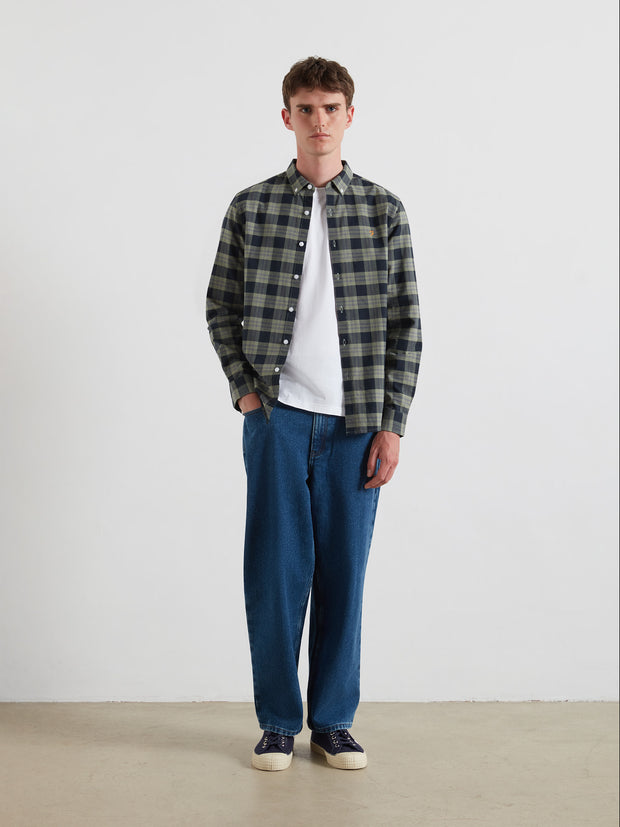 Brewer Check Oxford Shirt (Tarragon Green) Styled