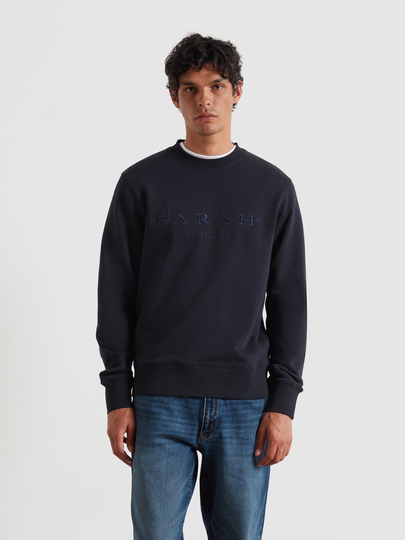 farah Lynmouth Graphic Sweatshirt In True Navy Factory Sale Clothing