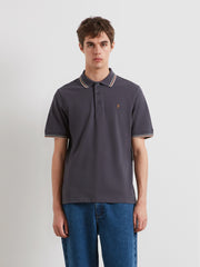 Elton Tipped Polo Shirt (Submarine Grey) Front