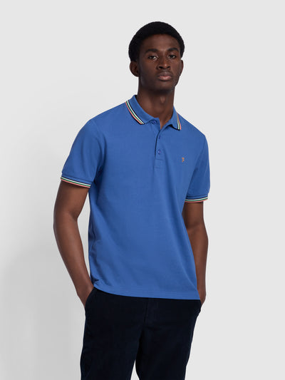 Alvin Regular Fit Tipped Collar Polo Shirt In Steel Blue