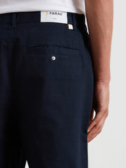 Hawtin Relaxed Tapered Fit Full Length Trousers (True Navy) Detail