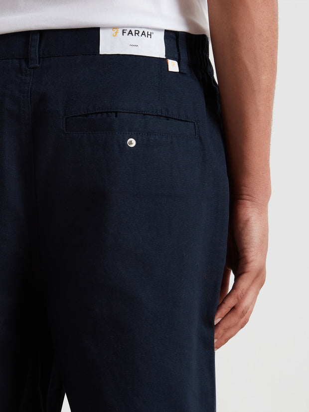 Hawtin Relaxed Tapered Fit Full Length Trousers (True Navy) Detail