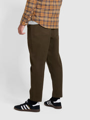 Hawtin Relaxed Fit Canvas Trousers In Olive Green