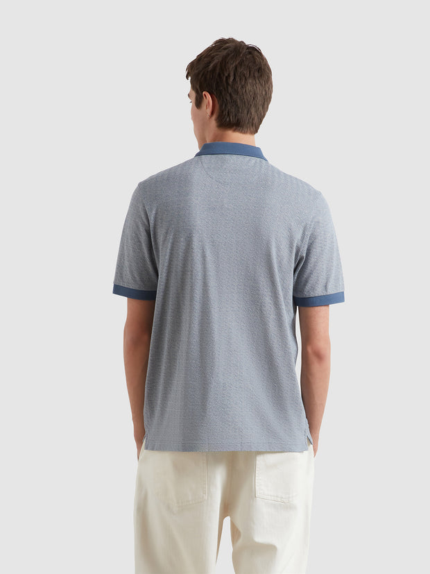 Sefton Jacquard Polo Shirt (River Bed) Back