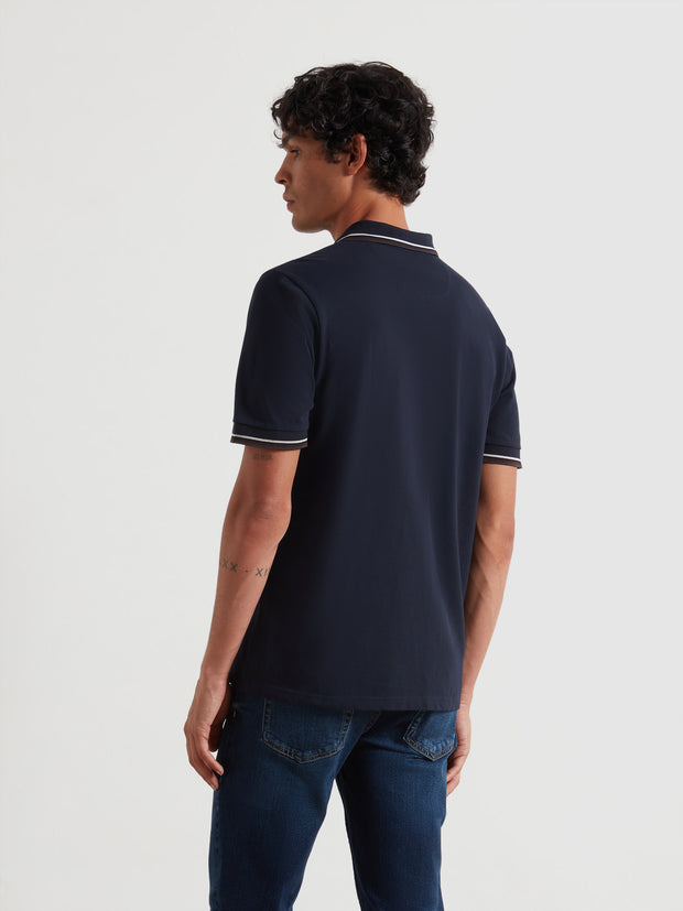 Elton Tipped Polo Shirt (True Navy) Back