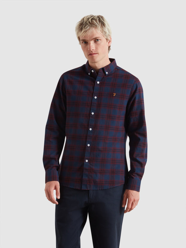 Brewer Check Oxford Shirt (Bordeaux) Front
