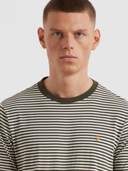 Rushden Striped T-Shirt (Dark Olive) Detail