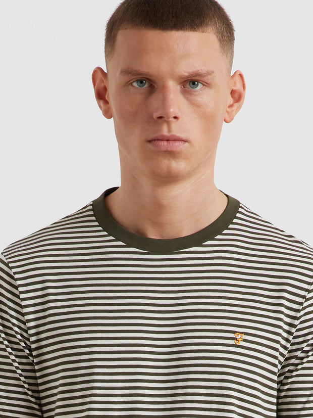 Rushden Striped T-Shirt (Dark Olive) Detail
