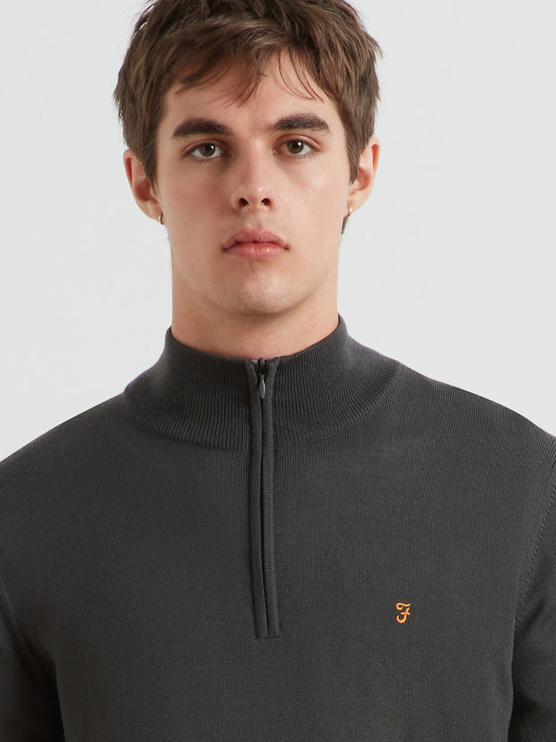 Redchurch Merino Wool Quarter Zip Sweater (Submarine Grey) 